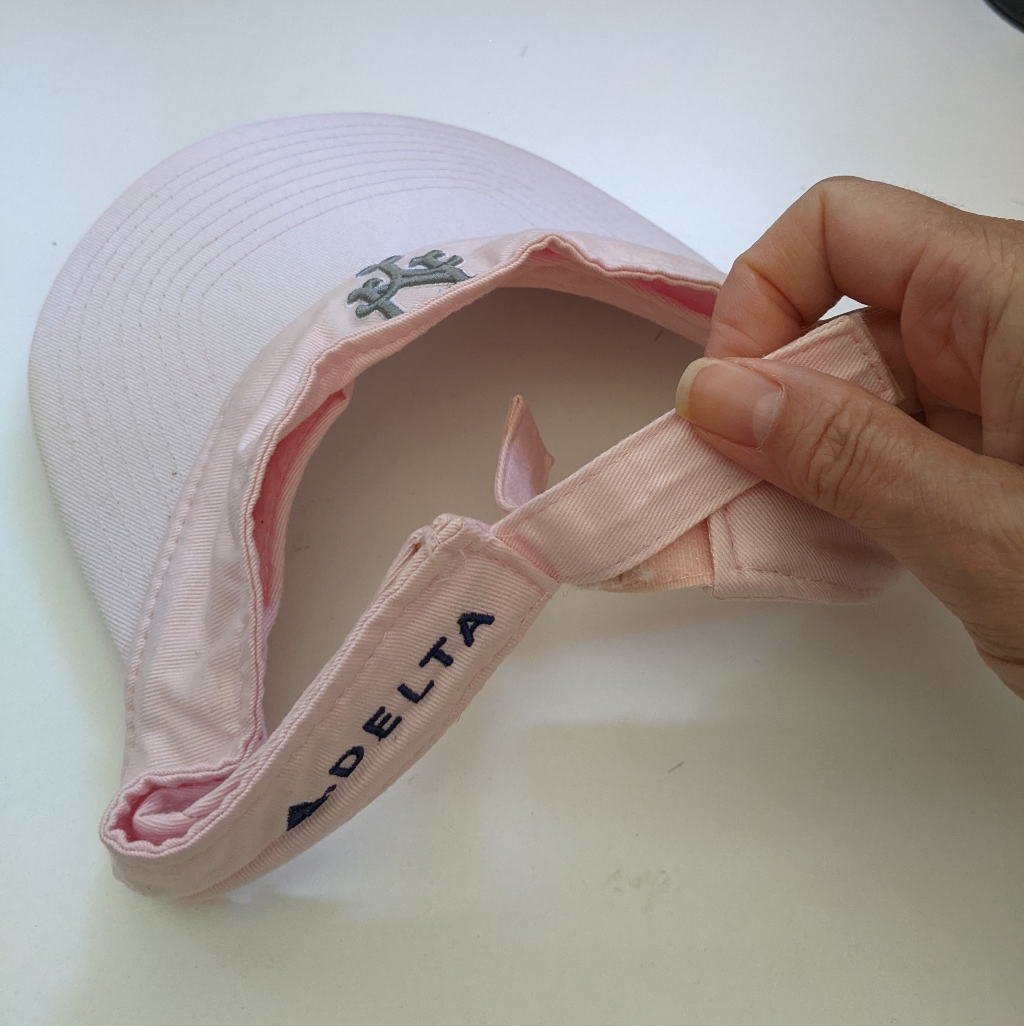 Ny, Delta Airlines Logo Adj Strap Pink Sun Visor, Orig. Owner — image 5 of 8